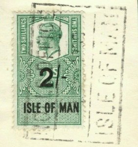 GB ISLE OF MAN KGV Revenue Stamp 2s Green (1921) Used IOM {samwells}S2WHITE34 