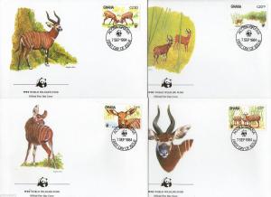 Ghana 1984 Bongo Antelope Deer Wildlife Animal Fauna Sc 927-30 set of 4 FDCs #15