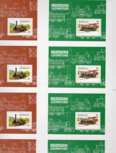 Grenada 1984 Sc#1240/1241 LOCOMOTIVES UNCUT SHEET 4 PAIRS !!!!