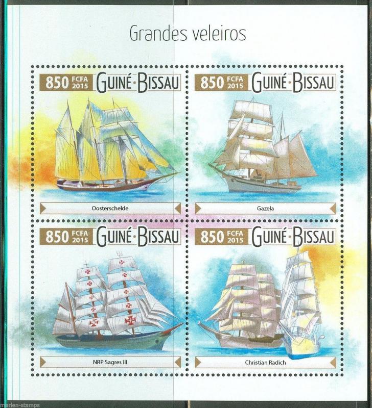 GUINEA BISSAU 2015 GREAT SAILING SHIPS  SHEET  MINT NH