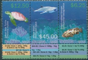 Samoa 2015 SG1330-1332 Threatened Species strip MNH