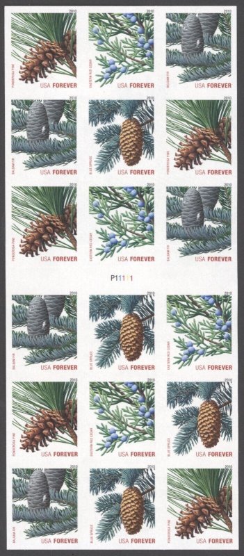 2010 US Scott #4485b Holiday Evergreens Forever Stamps Booklet Pane of 18, MNH