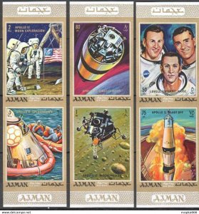 Imperf 1970 Ajman Air Mail Space Apollo 13 #561-6B Michel 10 Euro 1Set ** Ar070