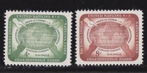 UN - NY # 67-68, Human Rights Day,  Mint NH, 1/2 Cat.