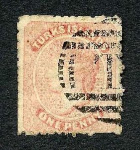 Turks and Caicos Is SG1 1d Dull Rose No Wmk (crease) Cat 60 pounds