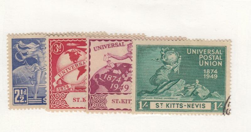 ST. KITTS-NEVIS # 95-98  VF-USED  UPU ISSUES ULTRA/CARM/RED LILAC/BLUE-GREEN