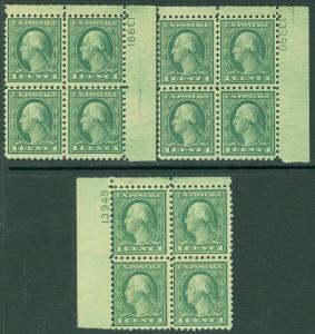 EDW1949SELL : USA 1921 Scott #543 P/B of 4. 3 copies. Mint Never Hinged Cat $105