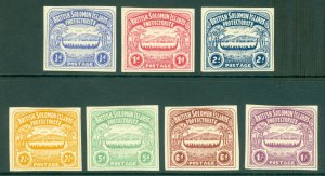 (SG 1-7) British Solomon Islands 1907. ½d to 1/- imperf proof set. Mounted...