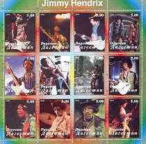 DAGESTAN - 2000 - Jimmy Hendrix - Perf 12v Sheet-Mint Never Hinged-Private Issue
