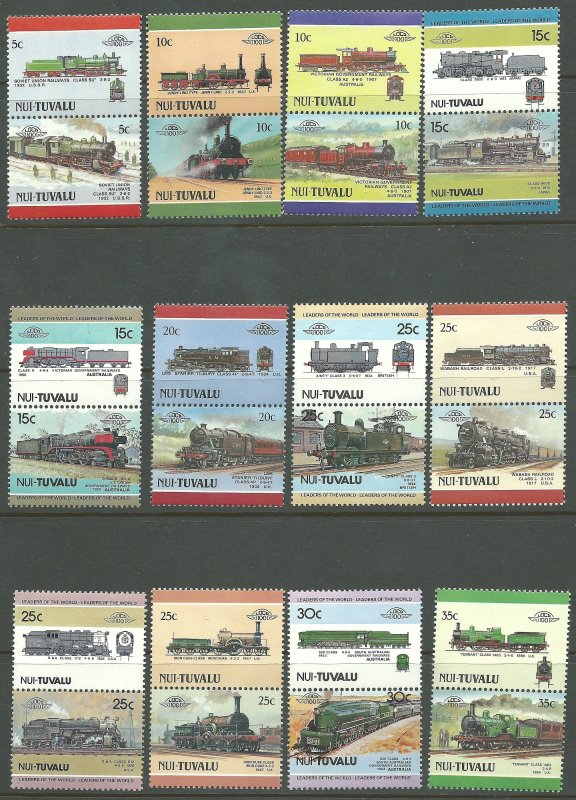 Tuvalu -Nui 2-24   Locomotives   Mint NH VF 1984-88 PD