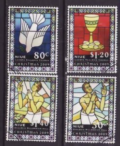 Niue-Sc#852-5- id5-used set-Christmas-Stained glass-2009-