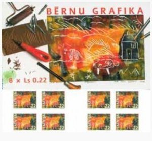 Latvia Lettland 2006 Childrens drawings graphics postage booklet 8 stamps mint