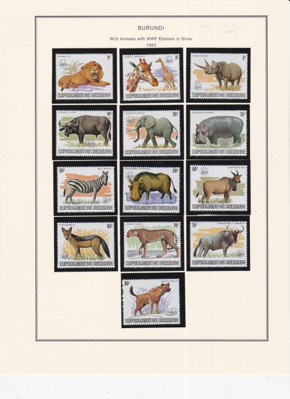 Burundi # 589a-601a,, Animal Stamps with WWF Overprint, SCARCE, Mint NH 1/2  Cat.