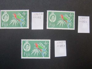 Fiji 1967 Sc 186,196a,186b MNH