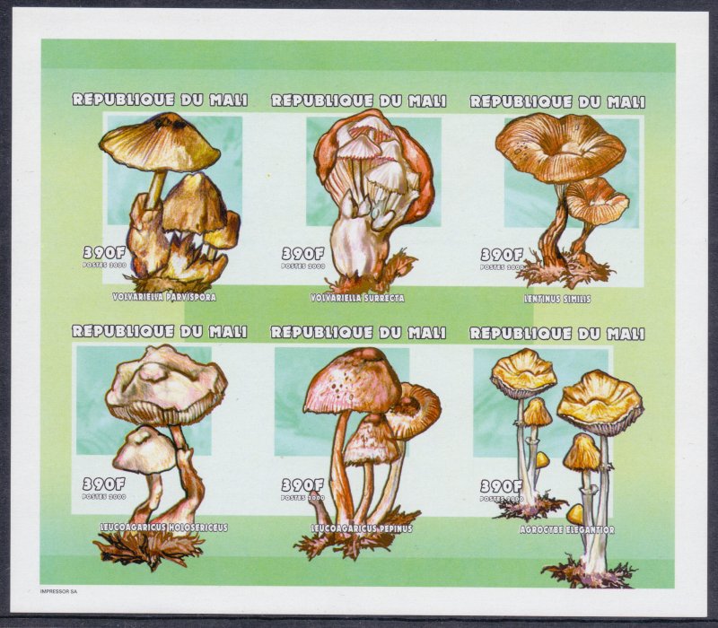 Mali. 2000. 2546B-51B 2552B-57B. Flora mushrooms. MNH.