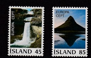 Iceland # 498-499, Europa - Waterfall &  Mountain, Mint NH, 1/2 Cat.