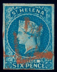 MOMEN: ST HELENA SG #1 1856 IMPERF USED LOT #60411