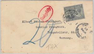 52019 - TRINIDAD & TOBAGO - POSTAL HISTORY - COVER to GERMANY 1927 - TAXED!