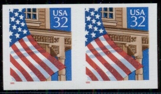 US #2913a. 32¢ Flag Over Porch, Imperf pair, og, NH, VF