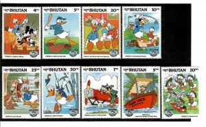 Bhutan 1984 - Disney - Donald Duck Sports - Set of 9 Stamps - Scott #460-8 - MNH