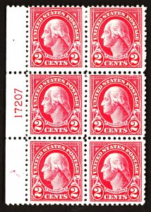 U.S. #554 MINT PL# Block OG HR 