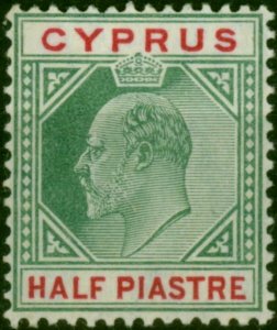 Cyprus 1904 1/2pi Green & Carmine SG62 Fine & Fresh MM