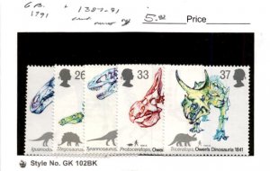 Great Britain, Postage Stamp, #1387-1391 Mint NH, 1991 Dinosaurs (AB)