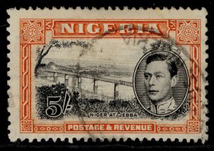 NIGERIA GVI SG59, 5s black & orange, FINE USED. Cat £23. PERF 13 X 11½