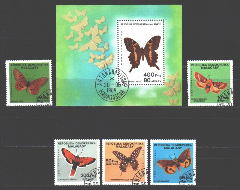 Madagascar. 1984. 958-62, bl27. Butterflies. USED.