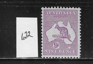 AUSTRALIA SCOTT #122 1931-36 KANGAROO 9P (VIOLET) WMK 228 - MINT LH