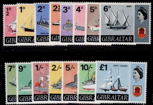 GIBRALTAR QEII SG200-213, 1967-69 complete set, NH MINT. Cat £38.