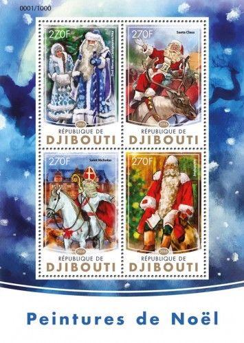 Djibouti Art Christmas New Year Santa Claus Jesus and Maria MNH stamp set