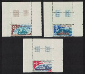 FSAT TAAF Ships 3v Top Corners 1976 MNH SG#104-106 MI#98-100