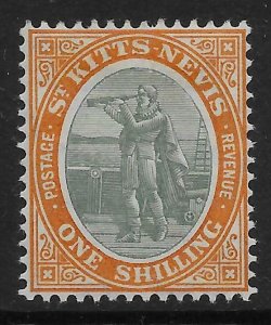 ST.KITTS-NEVIS SG20 1909 1/= GREY-GREEN & ORANGE MTD MINT