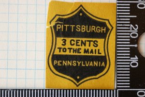 Pittsburgh PA Pennsylvania 3c Local Post to the Mail postage Shield tear RARE