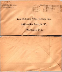 1939 Washington D.C. Diplomatic Mail Free from Cuba Embassy ( Postal History ...