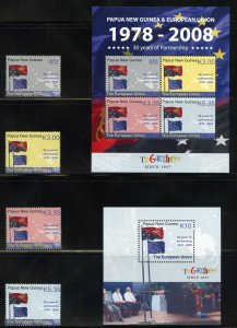 Papua New Guinea 1307-12 MNH, European Union 30th. Anniv. Set from 2008.