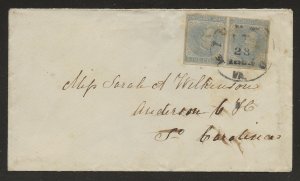 Confederate States Feb 28 1863 cover pair #7 Wilkenson Anderson So Carolina