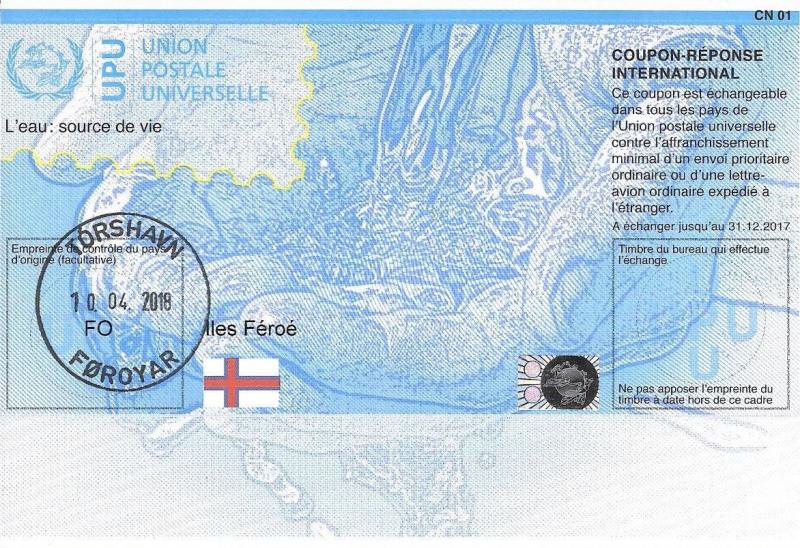 FAROE ISLANDS - (IRC) INTERNATIONAL REPLY COUPON (140th Year) (POSTMARKED), MNH