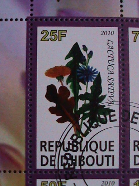 ​DJIBOUTI-2007- WOLRLD FAMOUS LOVELY BUTTERFLIES & FLOWERS CTO SHEET VF-NO.5