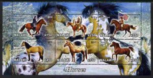 MALAWI - 2012 - Horses #2 - Perf 6v Sheet - MNH - Private Issue