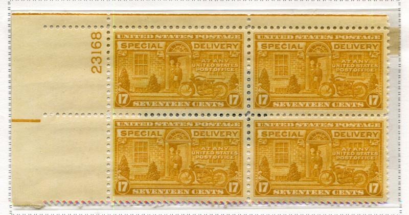 US Scott #E18 17 Cent Special Delivery Plate Block MNH. Free Shipping.