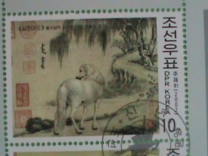 KOREA STAMP: 2002- COLORFUL LOVELY HORSES FAMOUS PAINTING - CTO- NH S/S SHEET-