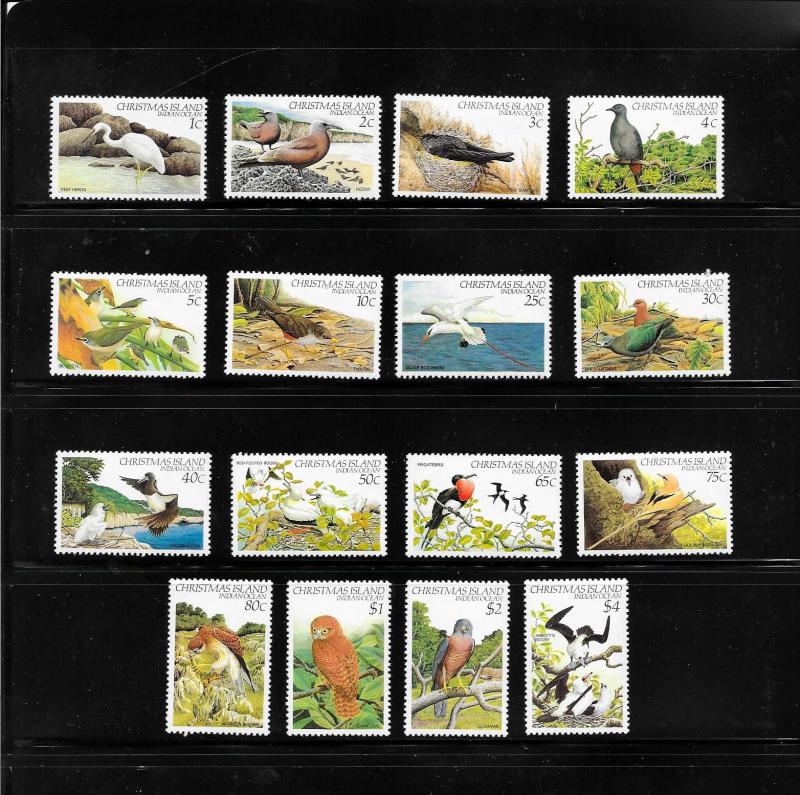 BIRDS - CHRISTMAS ISLAND #117-132  MNH