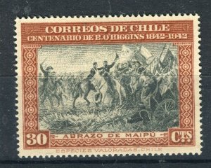 CHILE; 1945 early O'Higgins issue fine Mint hinged Shade of 30c. value