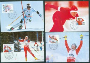 Norway. 1993 Maximum Card. Set (4)  Olympic Winter Games. Scott# 1021 a.d.