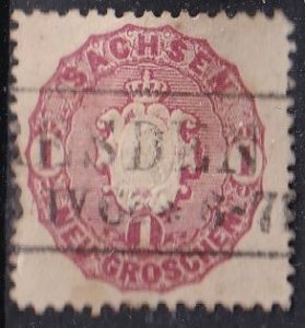 Saxony 17 (used) 1ng coat of arms, rose (1863)