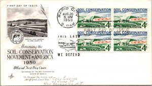 FDC 1959 SC #1133 Artcraft Cachet - Rapid City S Dak - Block Of 4 - J4282