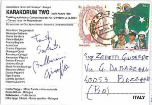 MOUNTAINEERING - Postal History : ITALIAN EXPEDITION to PAKISTAN 1998