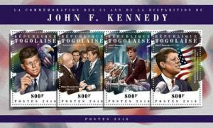 Togo - 2018 President John F. Kennedy - 4 Stamp Sheet - TG18122a